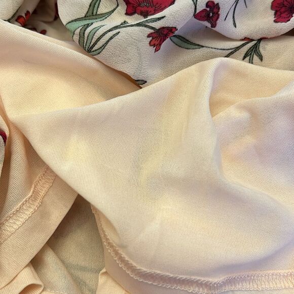 A Love Story pink floral sheer long sleeve button front blouse Size XL EUC - Picture 9 of 11